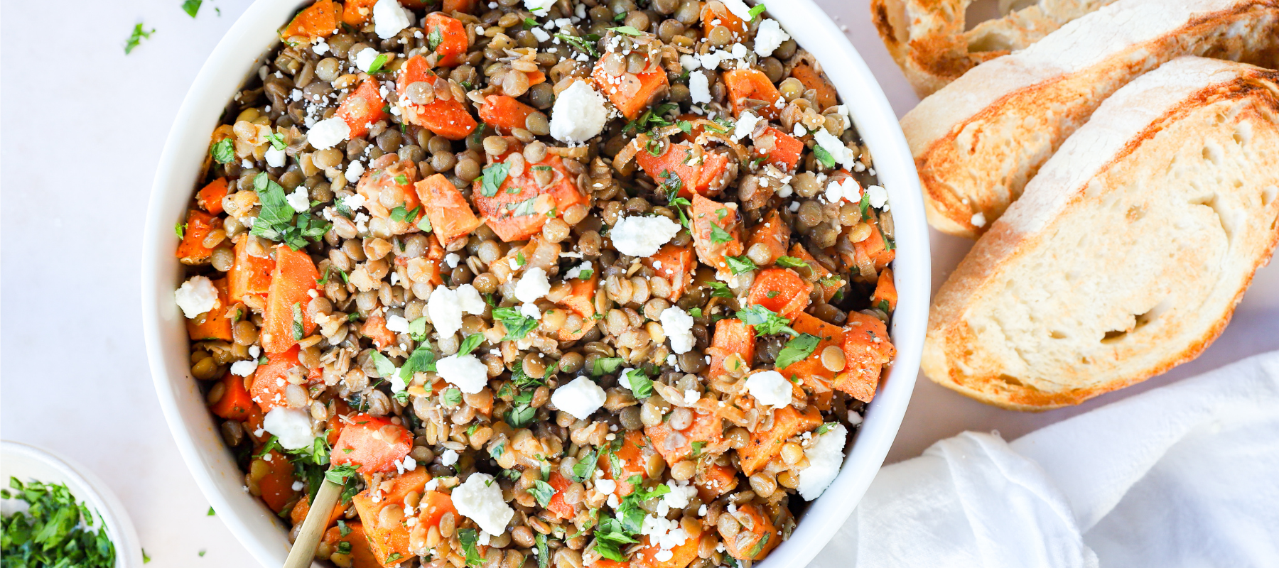 Lentil Salad with Goat Cheese & Sweet Potatoes – Jihi